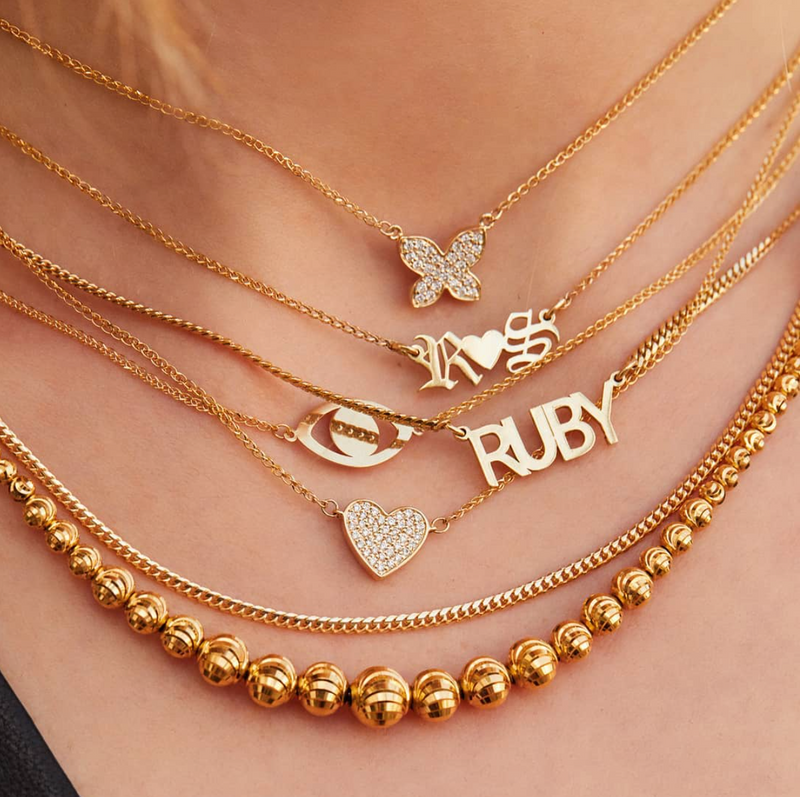 PERSONALIZED OLD ENGLISH NAMEPLATE NECKLACE