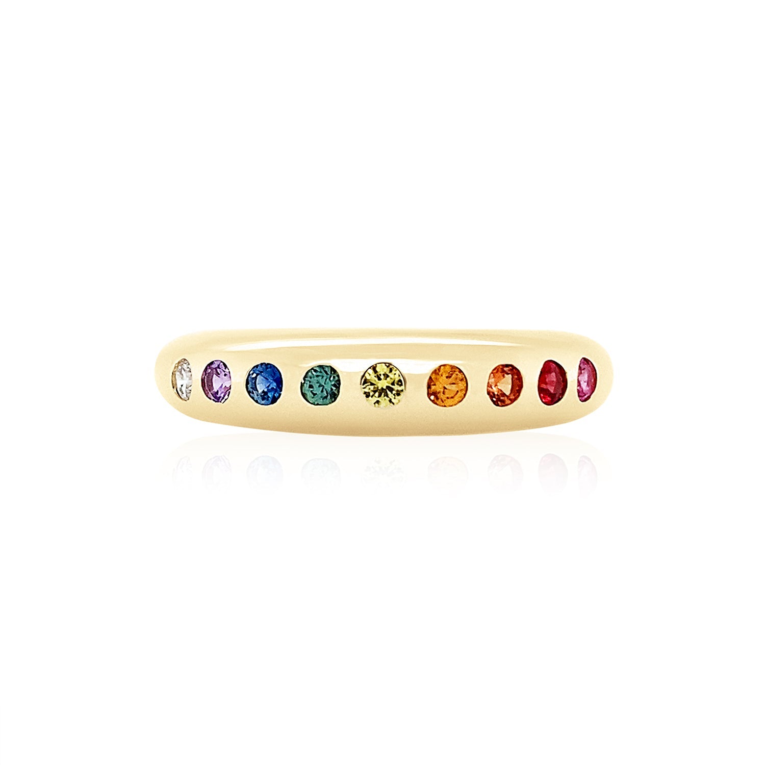 NOMAD 9 ROUND RAINBOW SKINNY RING