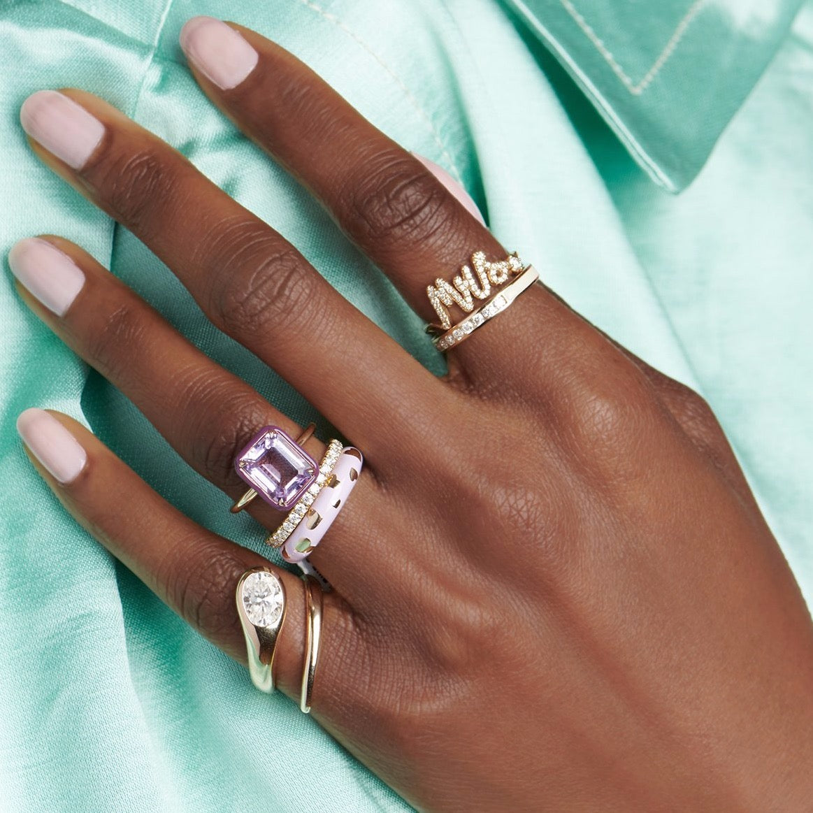 RECTANGULAR COCKTAIL RING - AMETHYST