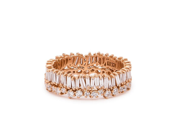 18K BAGUETTE AND ROUND TWO ROW BLISS RING – jaimiegellerjewelry