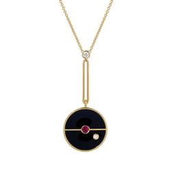 SIGNATURE COMPASS PENDANT - BLACK ONYX WITH RUBY