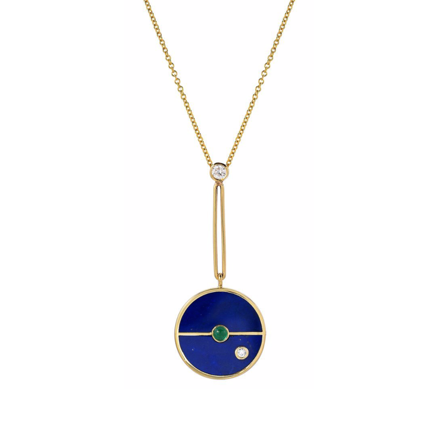 SIGNATURE COMPASS PENDANT - LAPIS WITH EMERALD