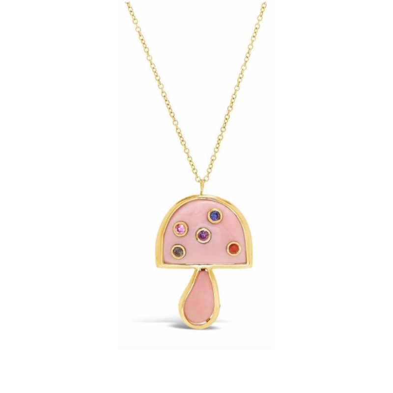 SMALL MUSHROOM NECKLACE - PINK OPAL