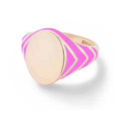 STRIPE SIGNET RING - NEON PINK