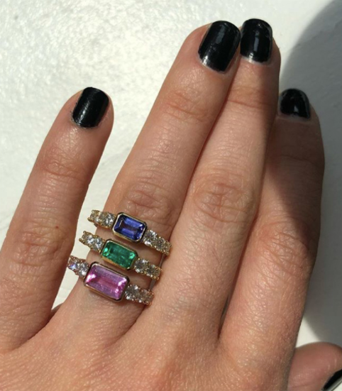 Toujours Bezel Set Emerald and Diamond Ring