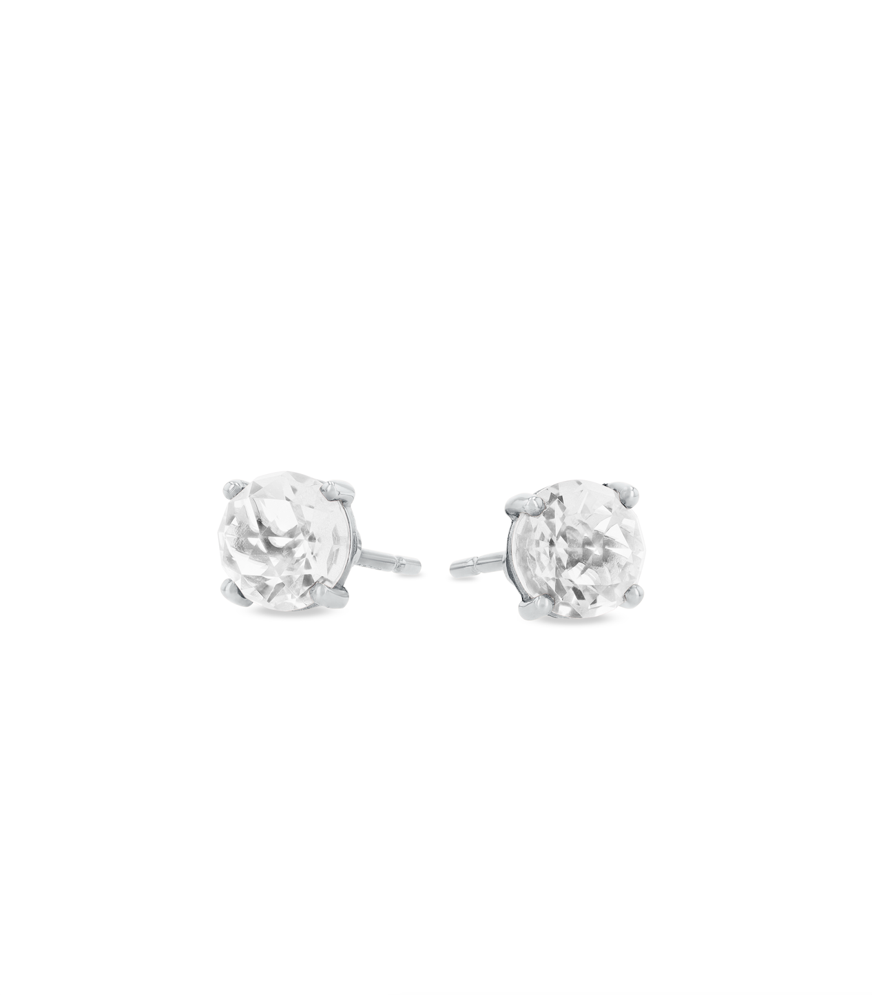 14K ROUND STUDS - WHITE TOPAZ