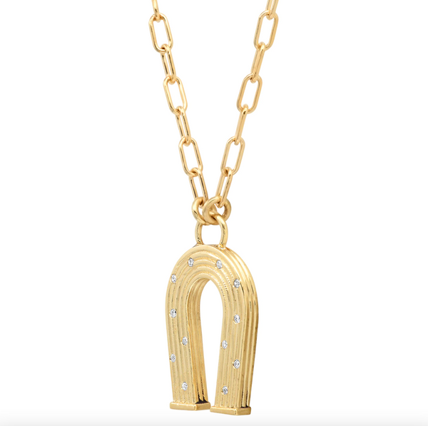 MINI REEDED GOLD AND DIAMONDS MANIFEST NECKLACE