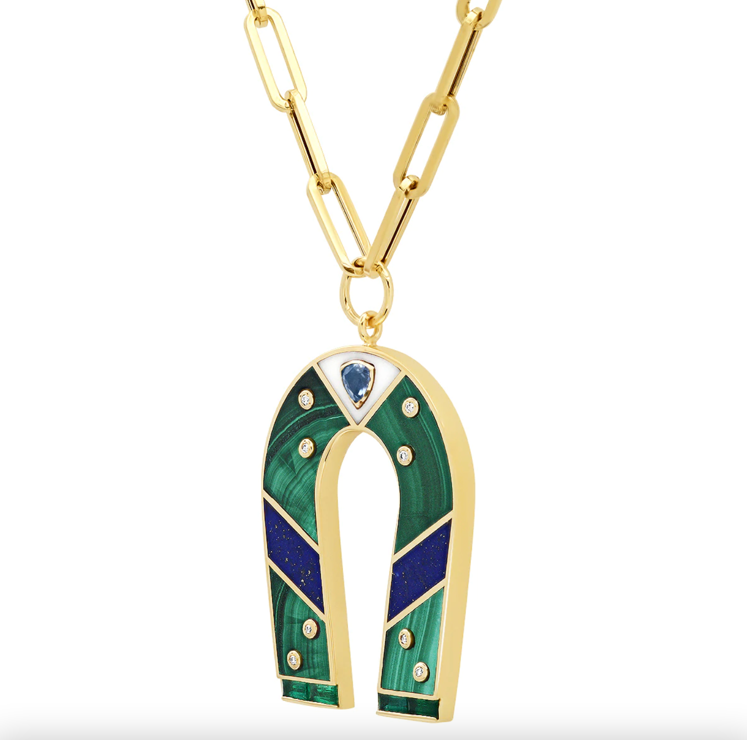 MALACHITE AND LAPIZ INLAY MANIFEST NECKLACE