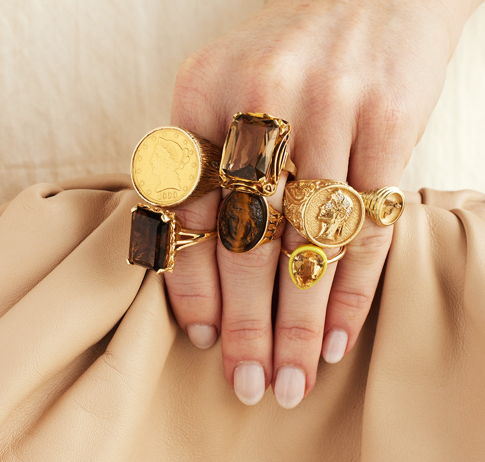 VINTAGE LARGE SMOKEY QUARTZ RING