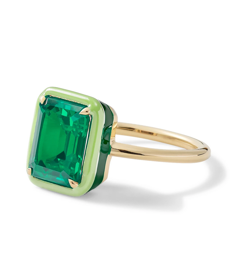 Genuine Green Emerald Engagement Ring in 14k Gold / Emerald Ring Available  in Gold Rose Gold / Gemstone Ring / Diamond Emerald Cocktail Ring