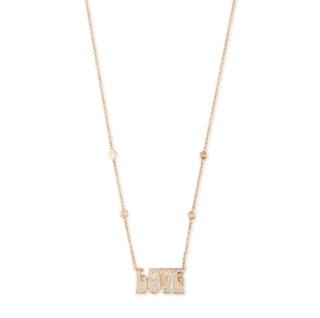 PAVE DIAMOND SMALL "LOVE" NECKLACE