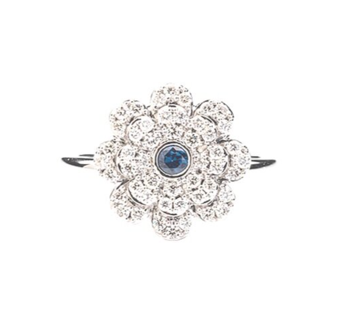 DIAMOND AND SAPPHIRE FLOWER RING