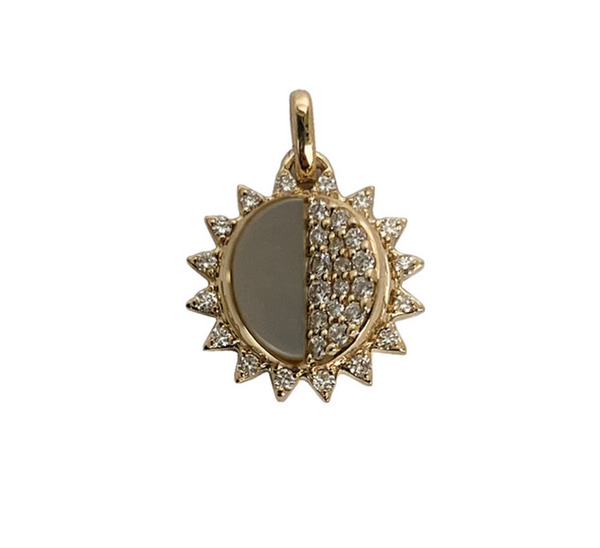 MEMENTO MOTHER OF PEARL AND DIAMOND SUN CHARM