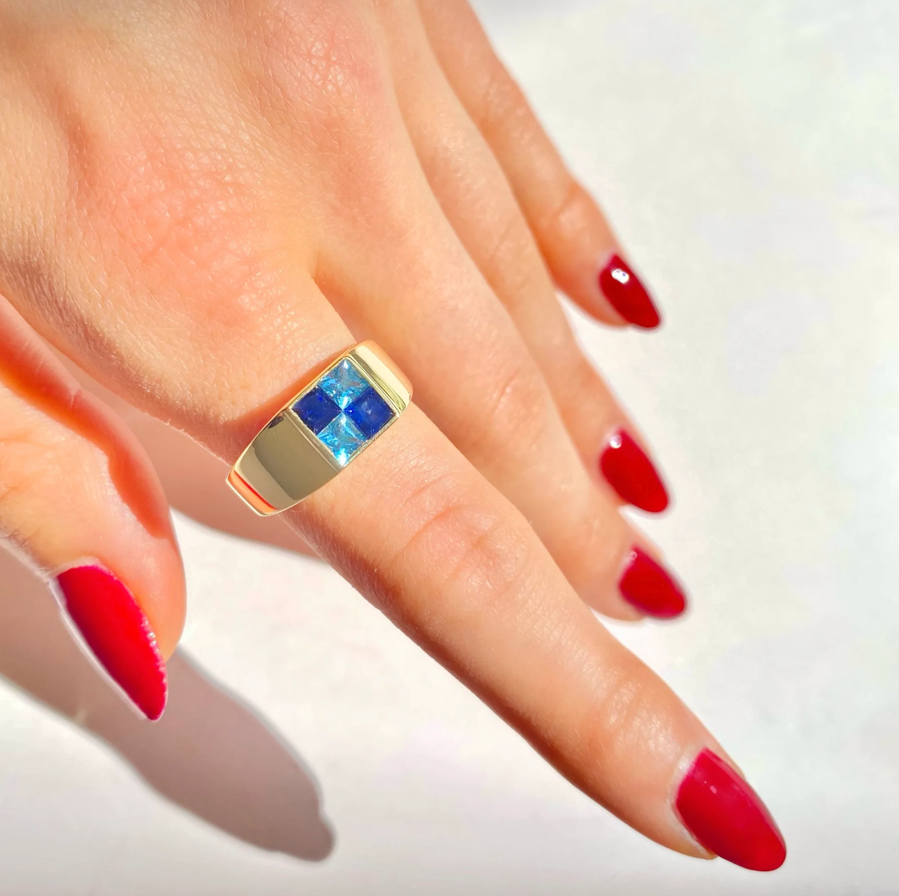 MIDNIGHT BLUES CHECKER RING