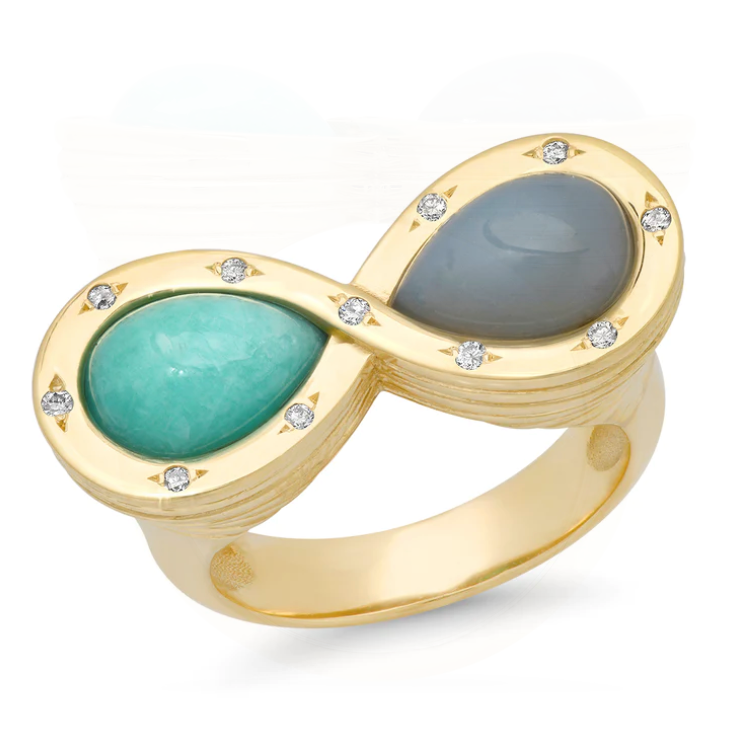 LAVENDER OPAL AND AMAZONITE INFINITY RING