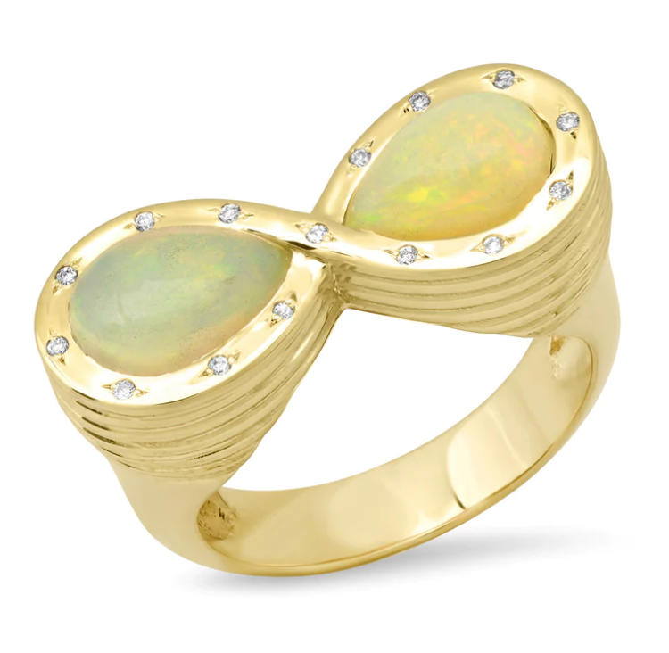 OPAL AND DIAMOND INFINITY RING