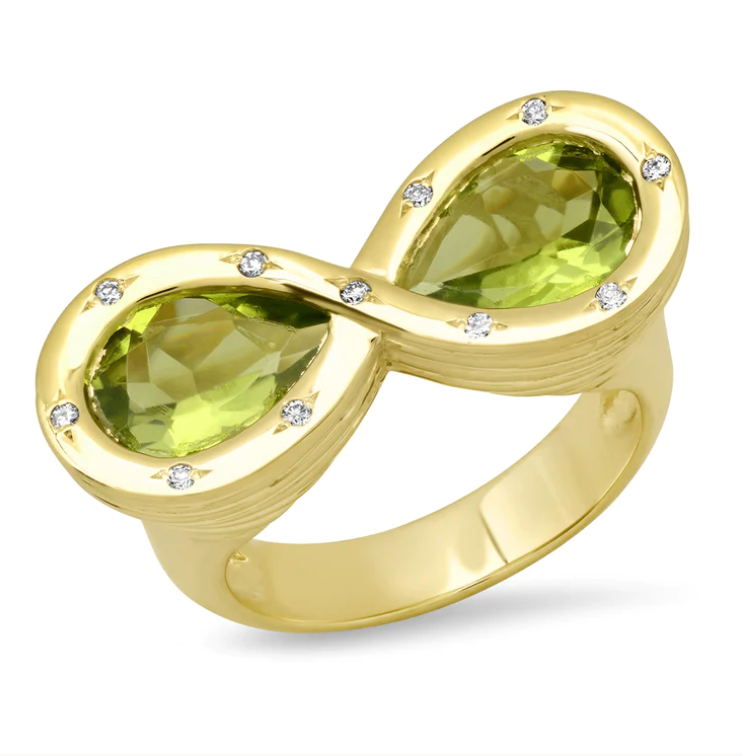 PERIDOT AND DIAMOND INFINITY RING