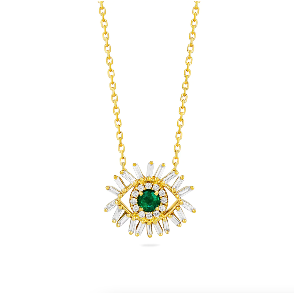 18K MINI EVIL EYE EMERALD PENDANT