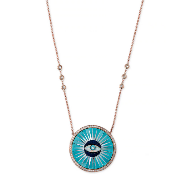 PAVE TURQUOISE INLAY EYE NECKLACE