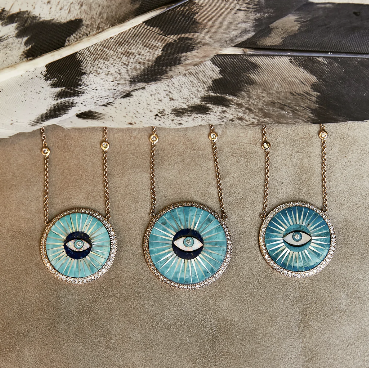 PAVE TURQUOISE INLAY EYE NECKLACE