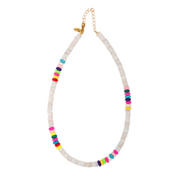 MOONSTONE + MULTI COLOR BEADED NECKLACE