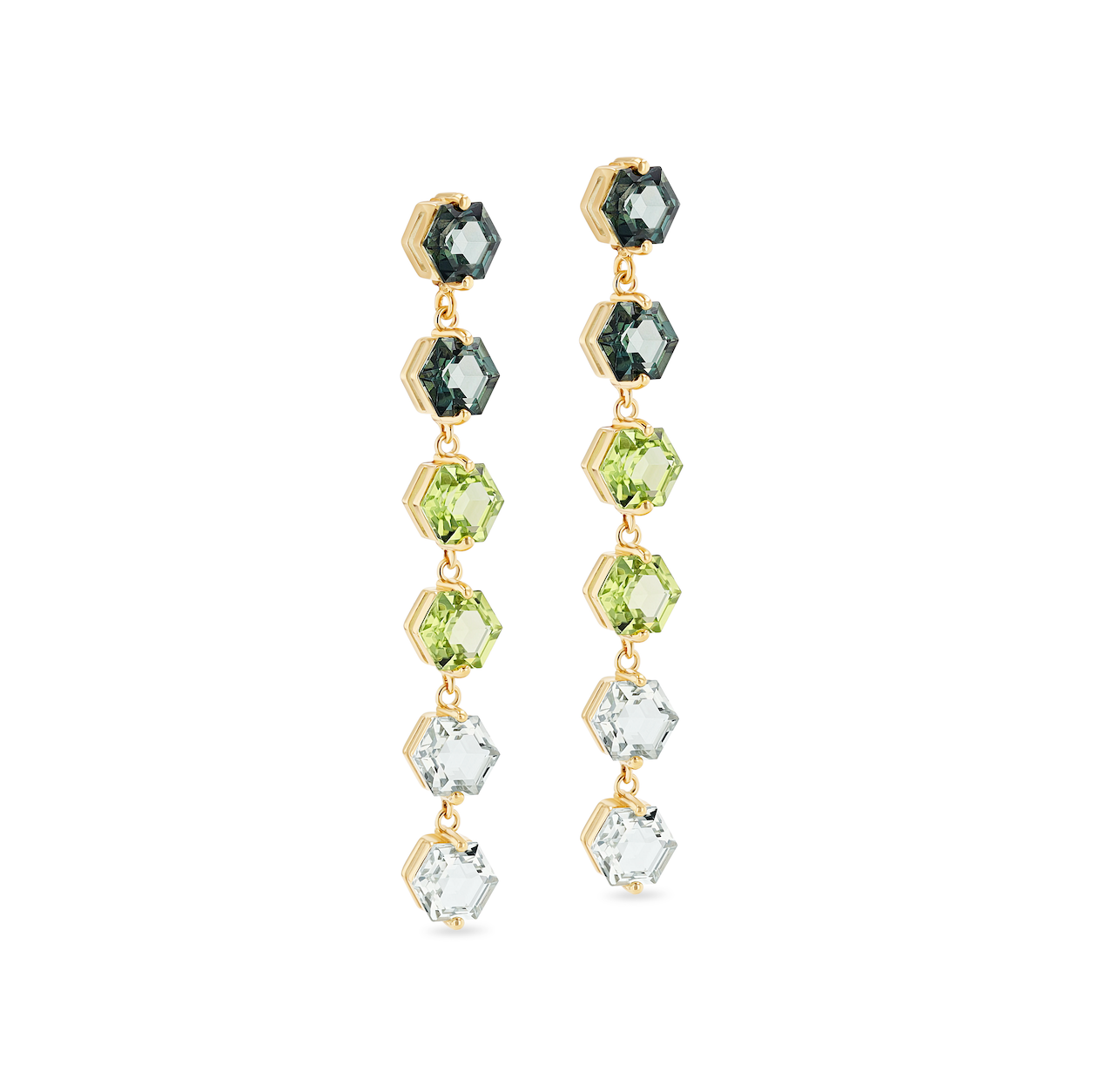 14K GREEN OMBRE SIX DROP EARRING