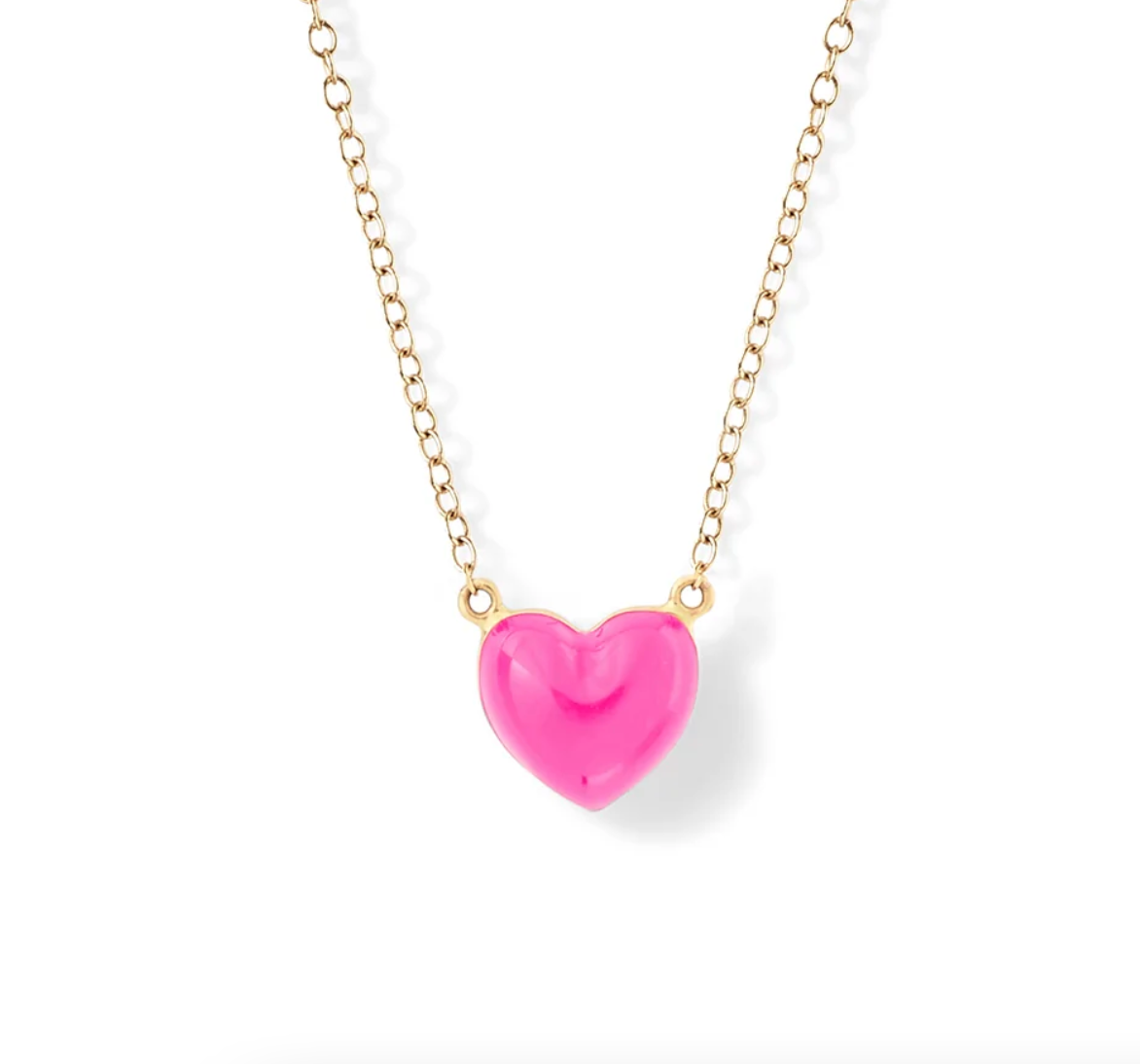 ENAMEL HEART NECKLACE - NEON PINK