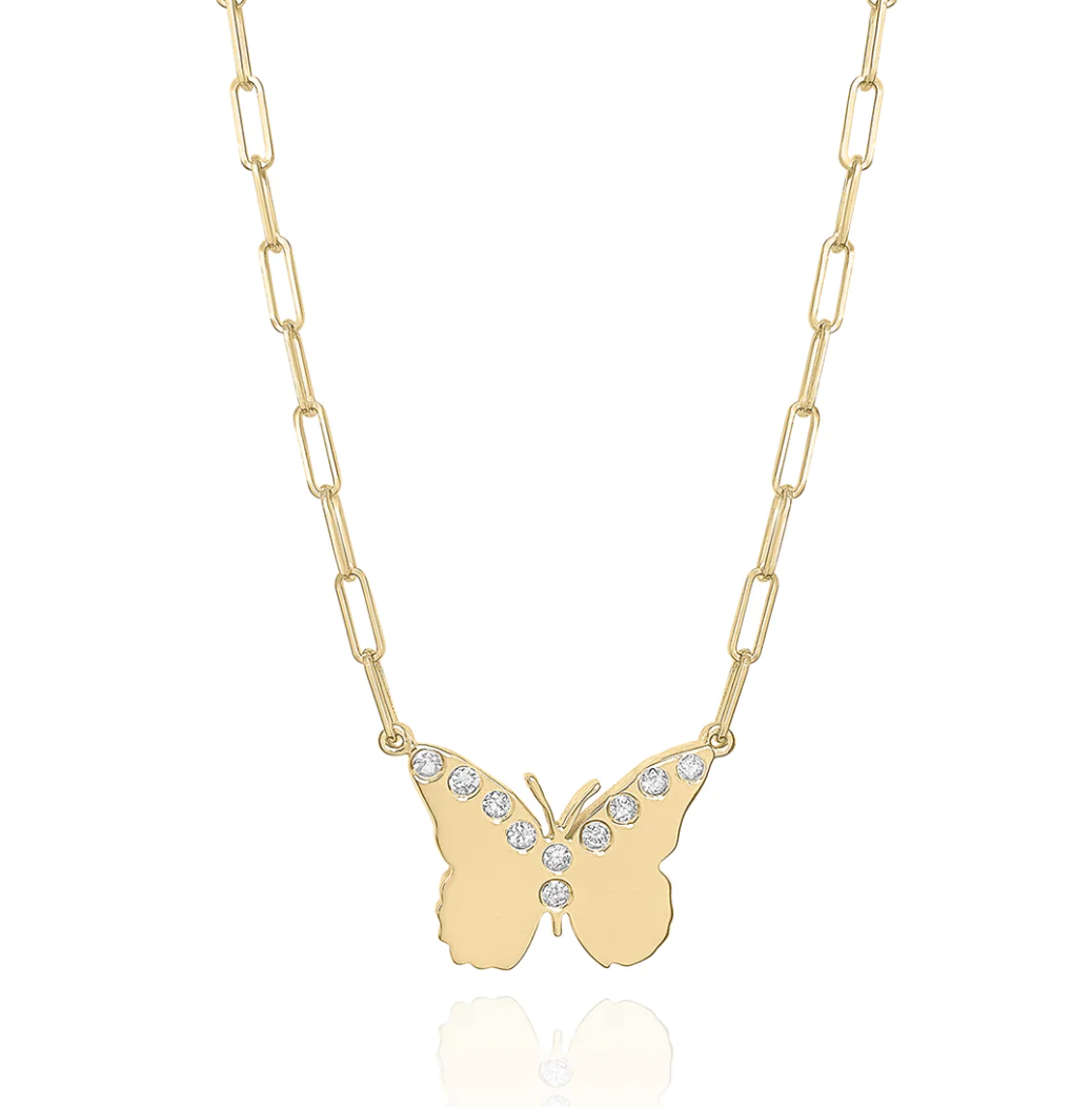 FAUNA EVIE SMALL BUTTERFLY NECKLACE - DIAMOND