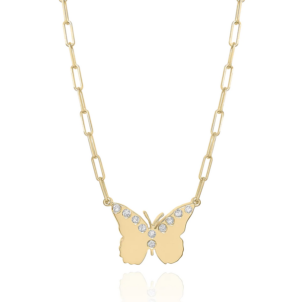 Large High Polish Gold Butterfly Necklace 14K White Gold | Claudia Mae