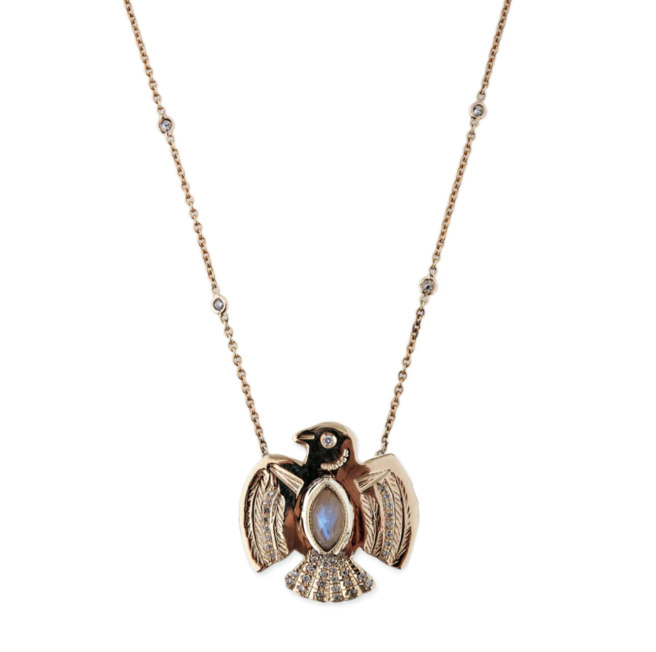 PAVE MOONSTONE EAGLE NECKLACE