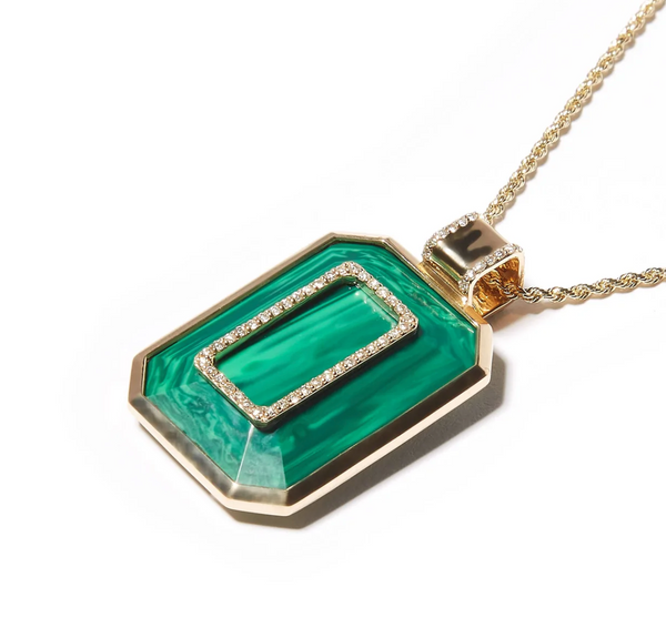 FOUND EMERALD CUT MALACHITE NECKLACE