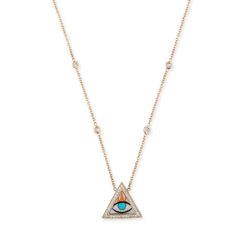 SMALL PAVE EYE TRIANGLE INLAY NECKLACE