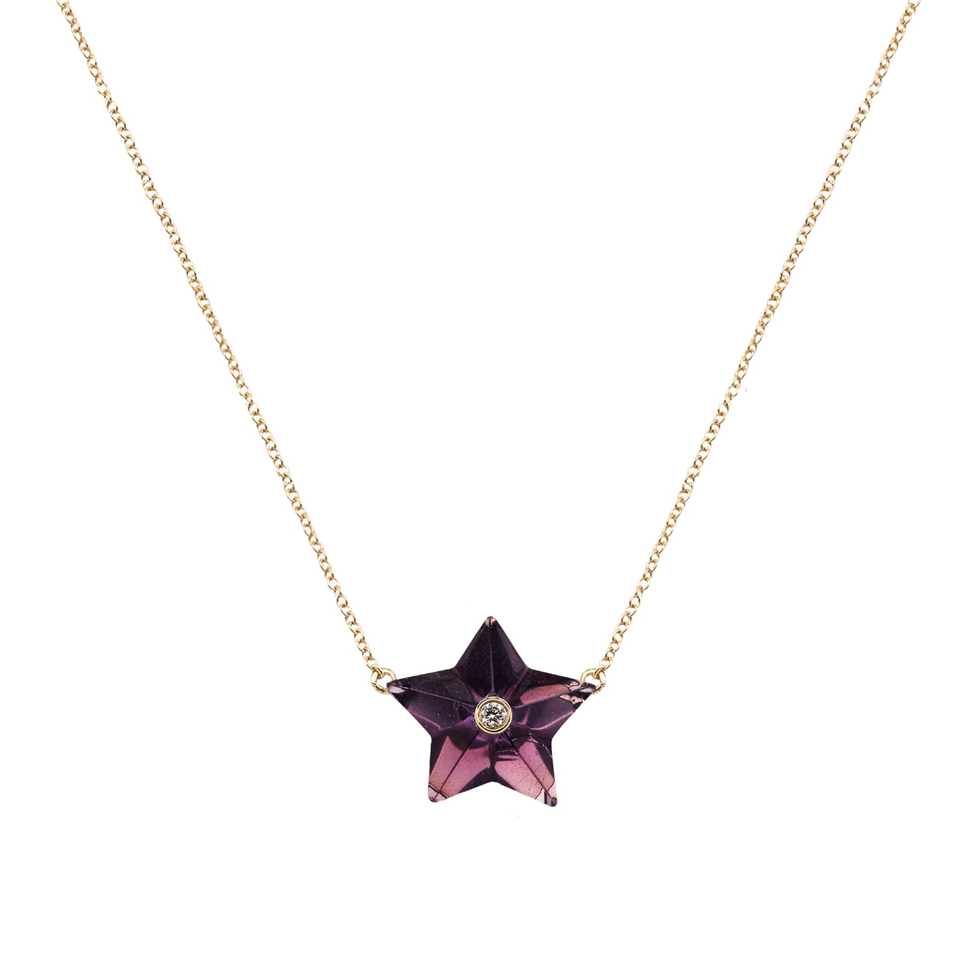 REMEMBRANCE AMETHYST AND DIAMOND STAR CHARM PENDANT