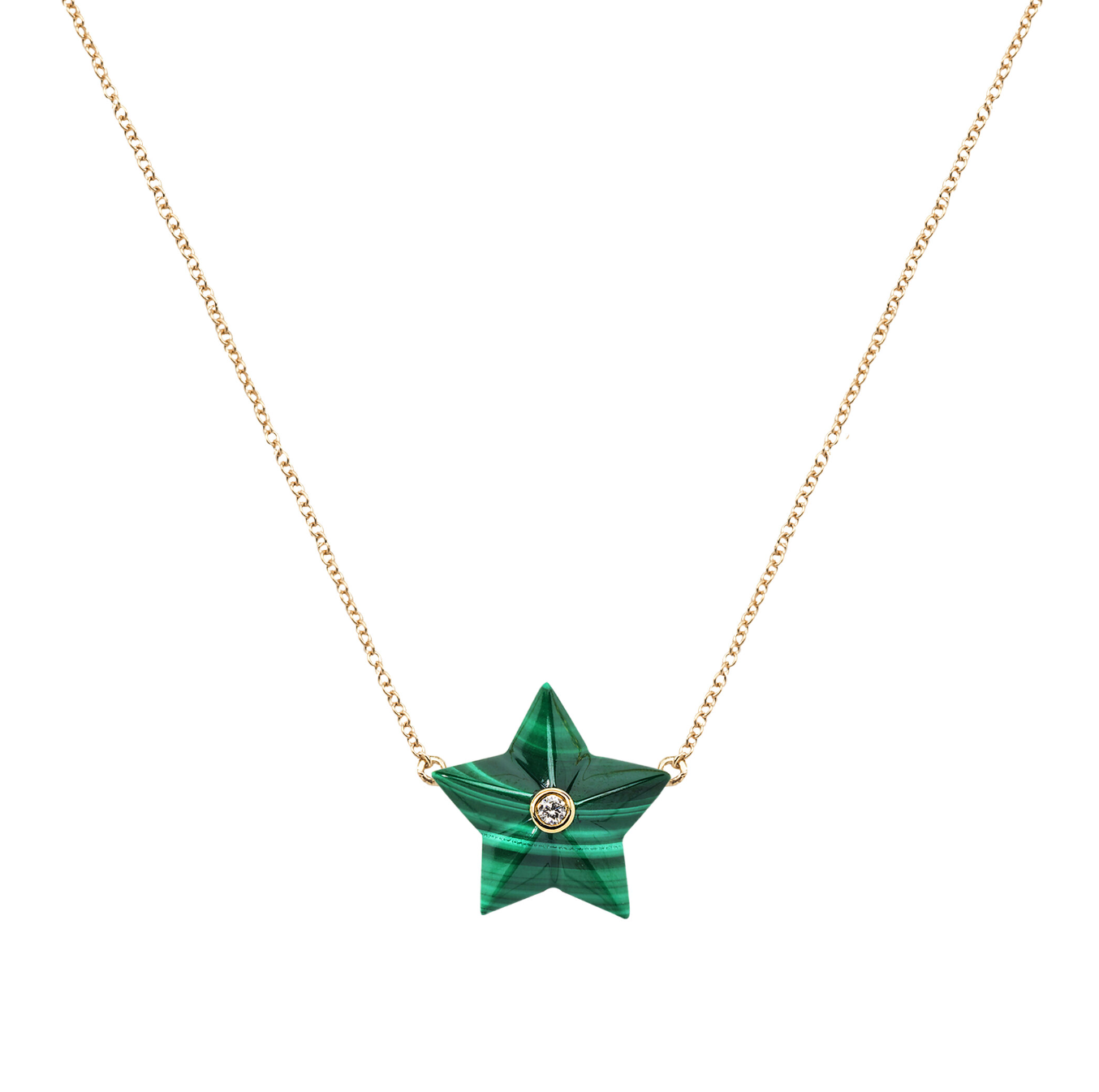 REMEMBRANCE MALACHITE AND DIAMOND STAR CHARM PENDANT