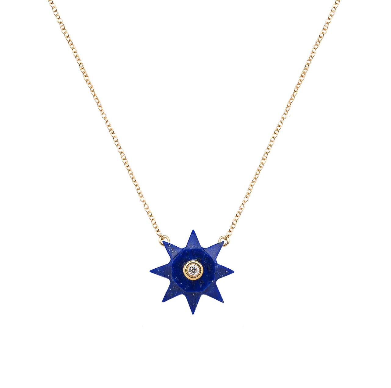 REMEMBRANCE LAPIZ AND DIAMOND SUN CHARM PENDANT