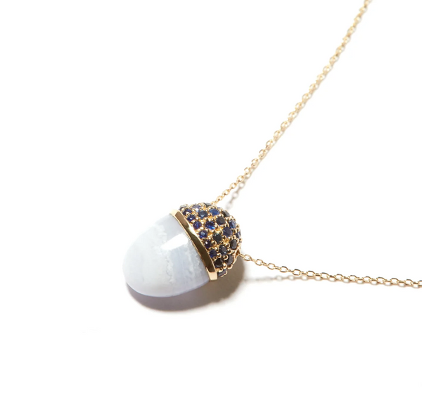 BLUE LACE AGATE CAP NECKLACE