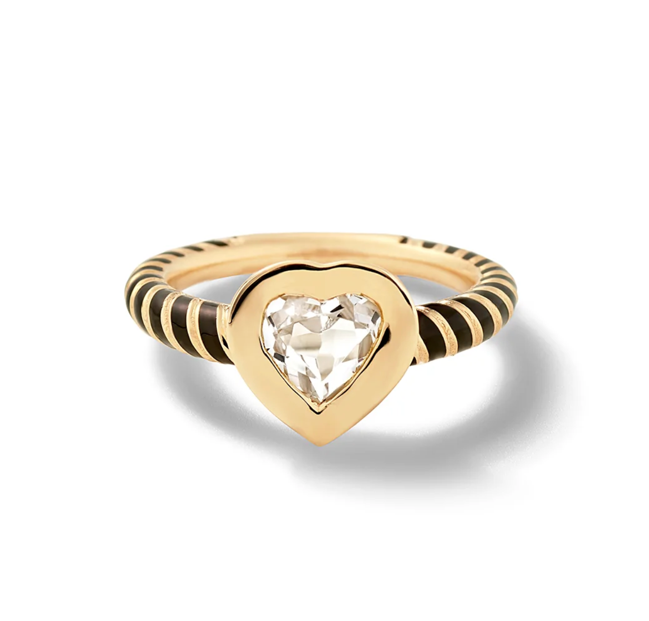 BEZEL STREAMER HEART RING