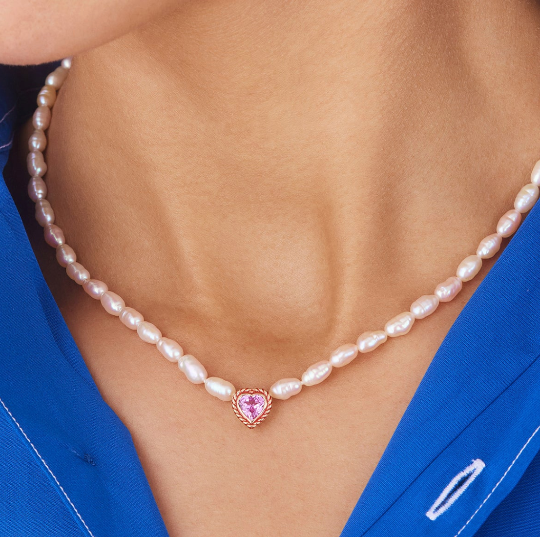 Pearl Streamer Heart Necklace