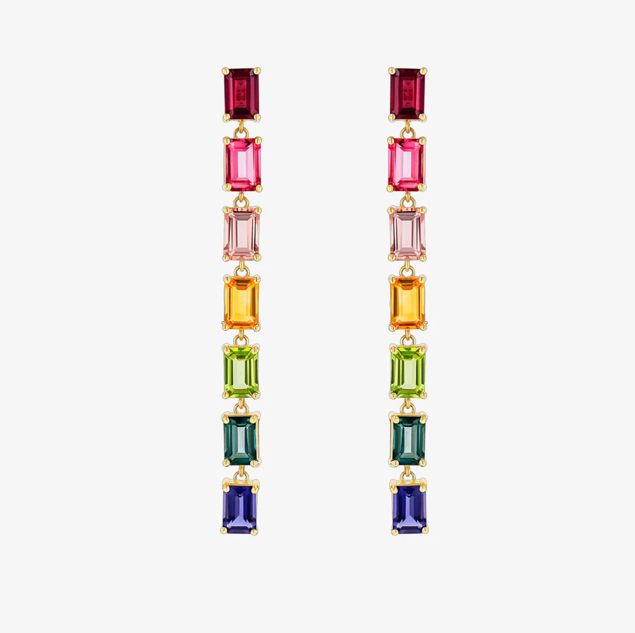 14K RAINBOW DANGLE EARRINGS