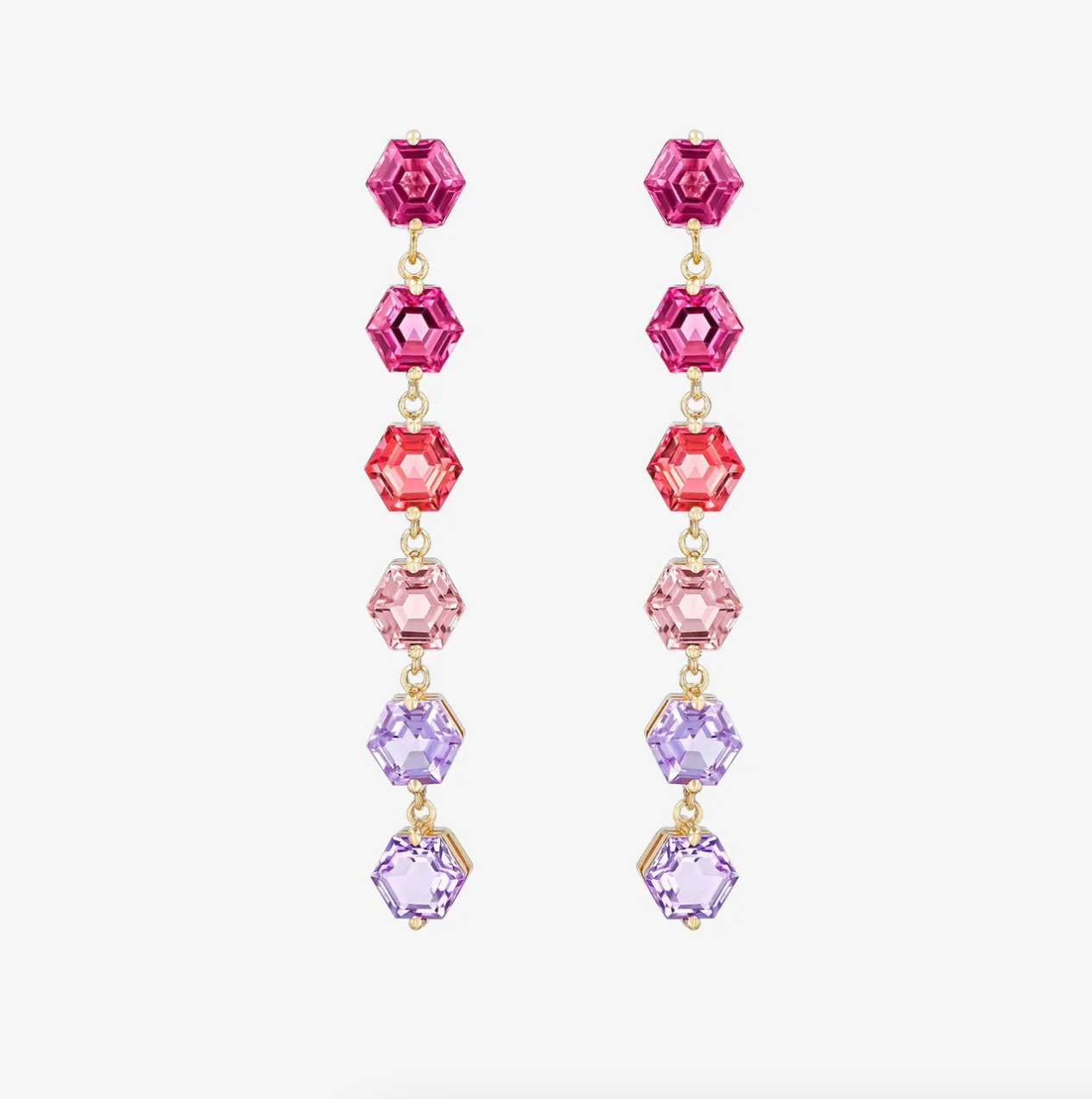 14K AMALFI HEXAGON CUT PINK OMBRE DROP EARRINGS