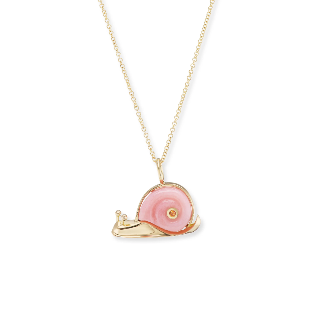 SMALL SNAIL PENDANT - PINK OPAL