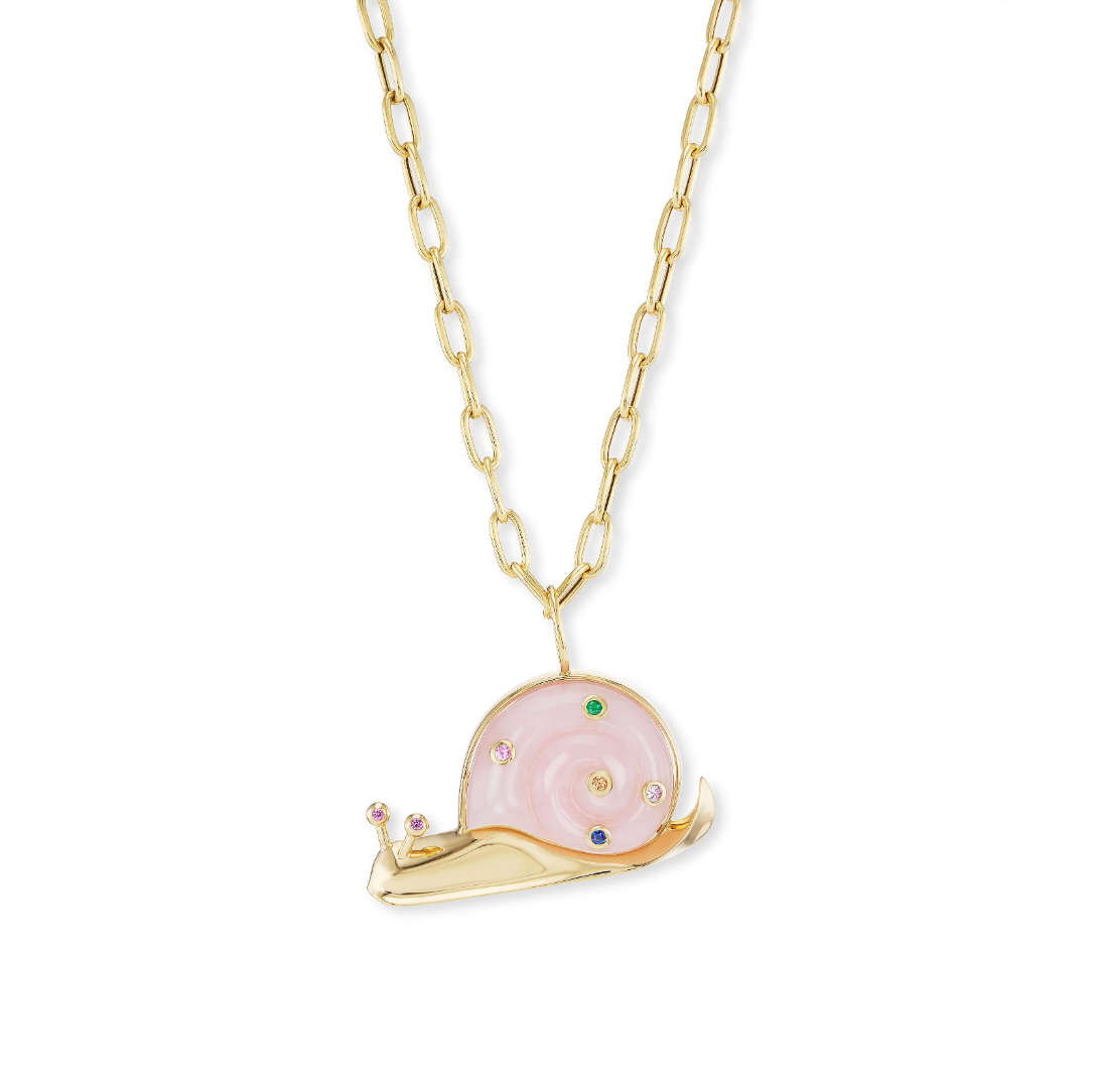 LARGE SNAIL PENDANT - PINK OPAL