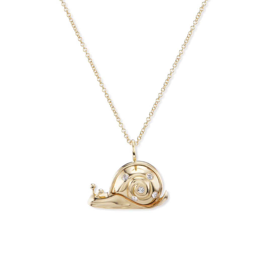 SMALL SNAIL PENDANT - GOLD AND DIAMONDS