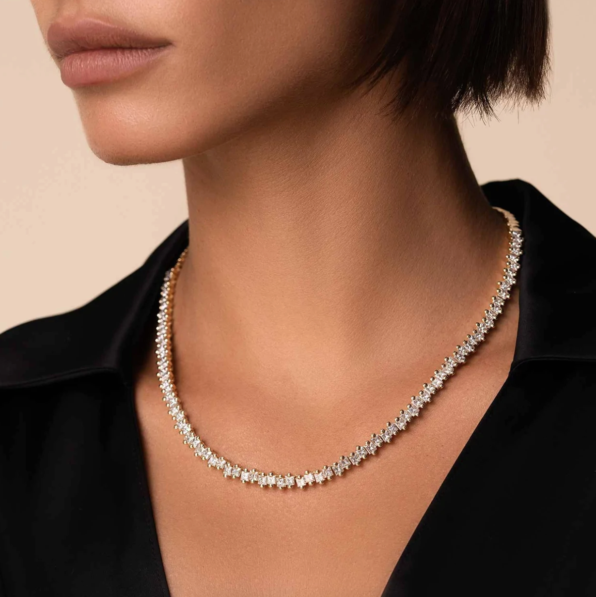 18K PRINCESS MILLI DIAMOND TENNIS NECKLACE