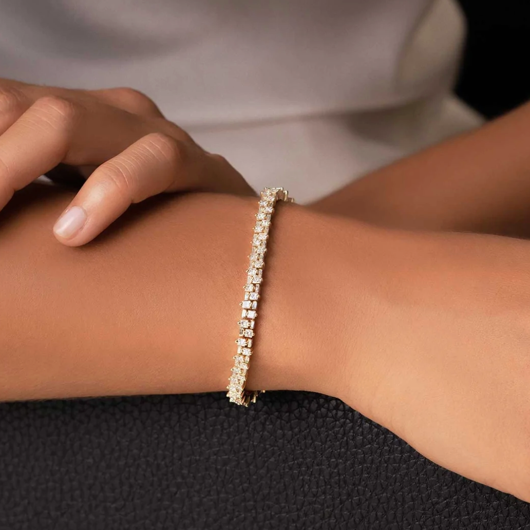 18K PRINCESS MINI STACK DIAMOND TENNIS BRACELET