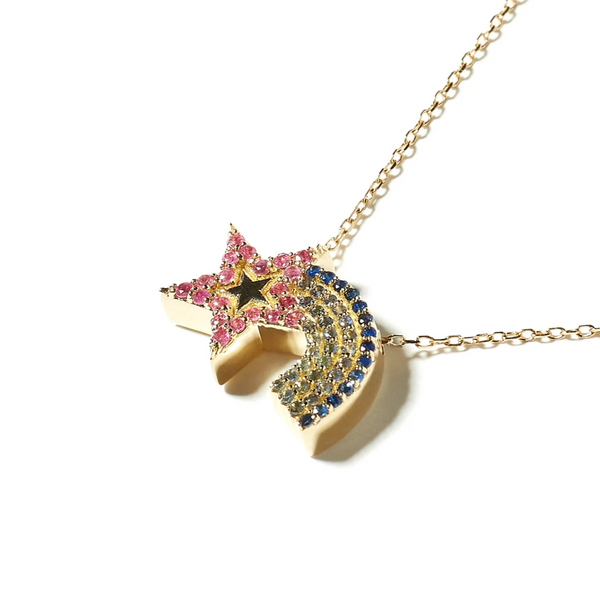 JUJU SHOOTING STAR NECKLACE - PINK AND BLUE