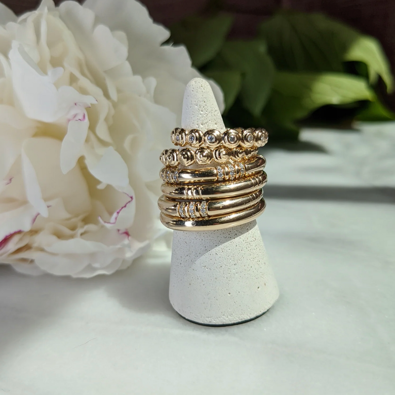 THE CREW STACKING RING - ETCHED AND DIAMOND