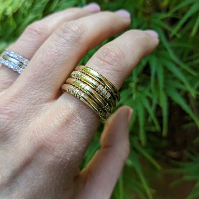 THE CREW STACKING RING - ETCHED AND DIAMOND