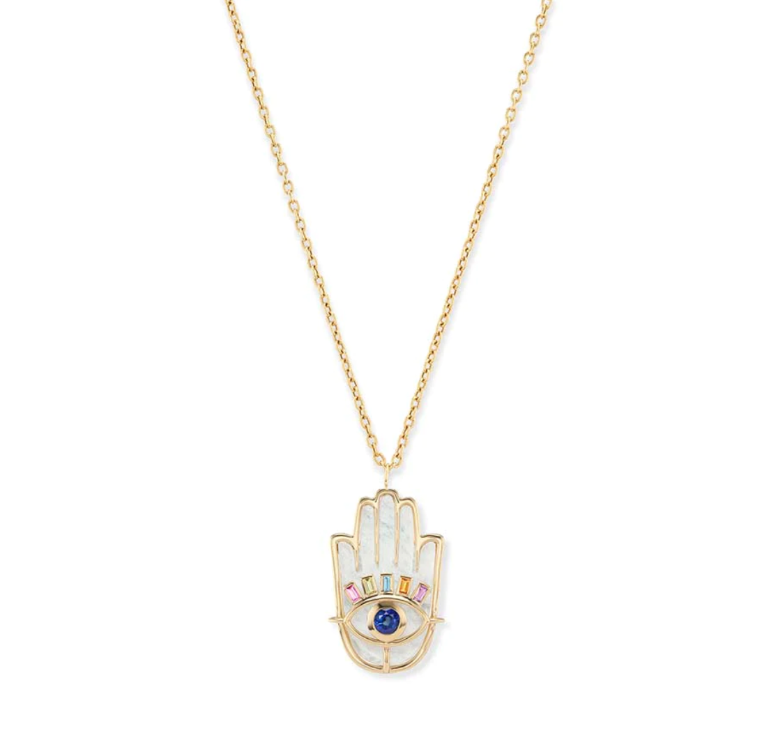 STONE HAMSA PENDANT - MOONSTONE