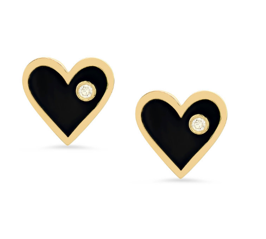 Diamond Enamel Heart Studs